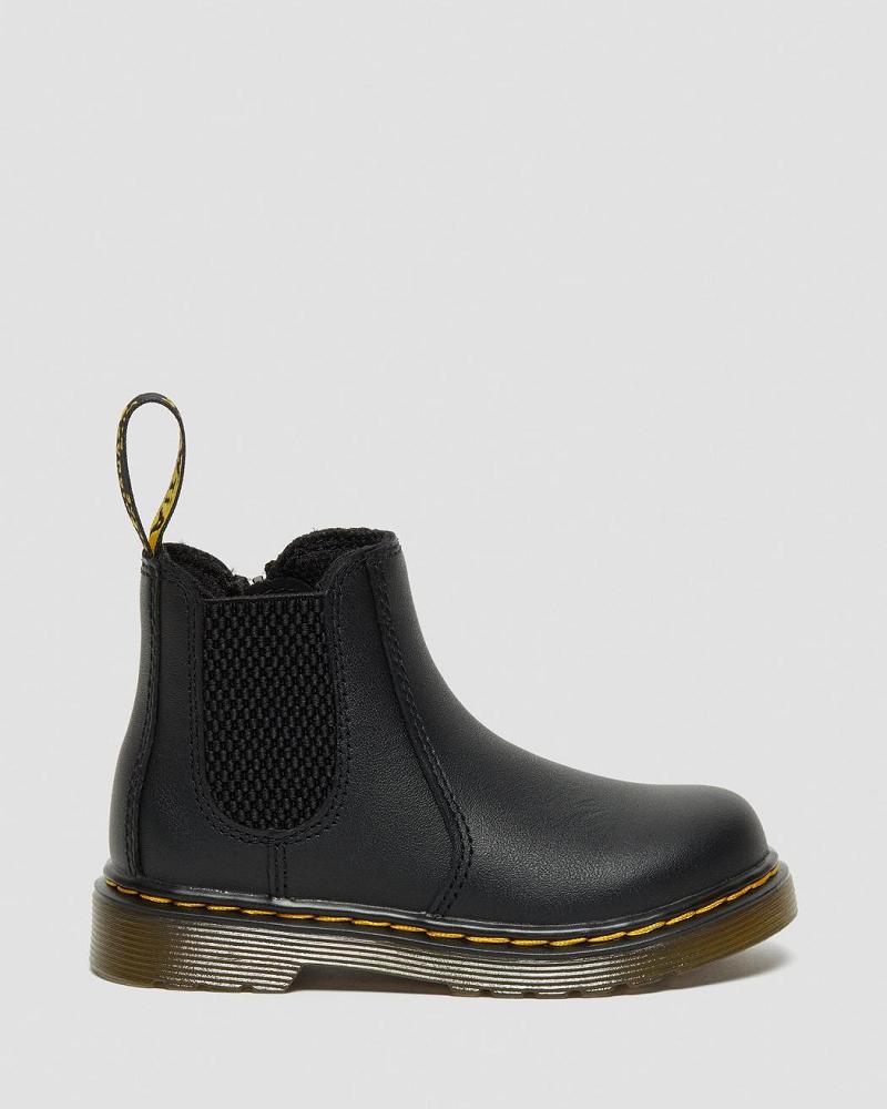 Dr Martens Infant/Toddler 2976 Softy T Læder Chelsea Støvler Børn Sort | DK 666VRW